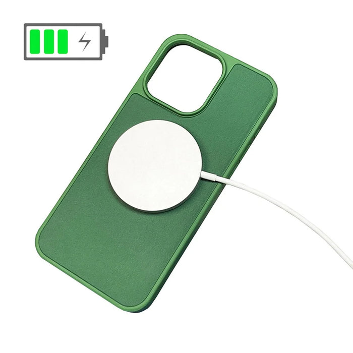 For iPhone 14 Slim Case Shockproof PU+TPU Phone Cover Compatible with MagSafe - Brown - 2