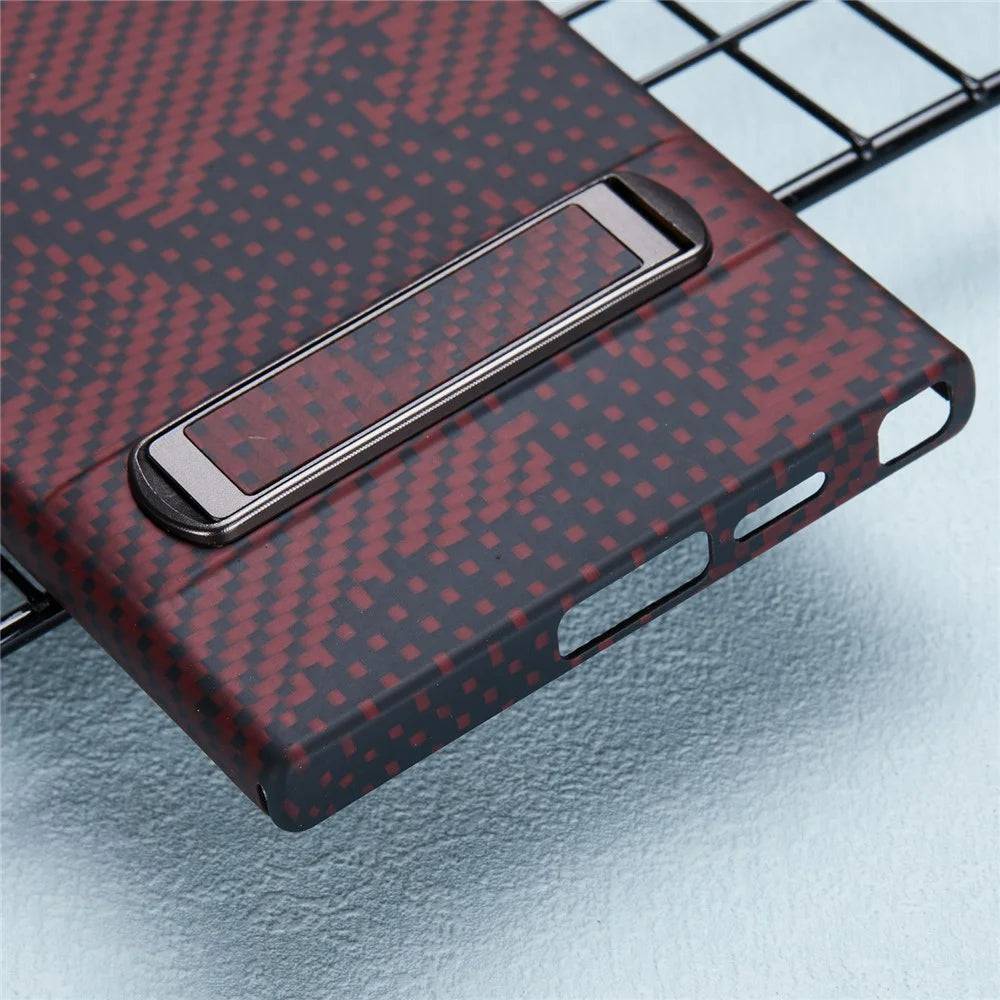For Samsung Galaxy S24 Ultra  Case Aramid Fiber Camouflage Pattern Kickstand Phone Cover - Black - 6