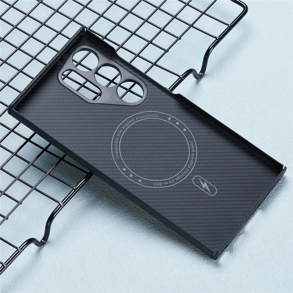 For Samsung Galaxy S24 Ultra Magnetic Case 600D Fine Texture Aramid Fiber Cover with Metal Lens Protector - 2
