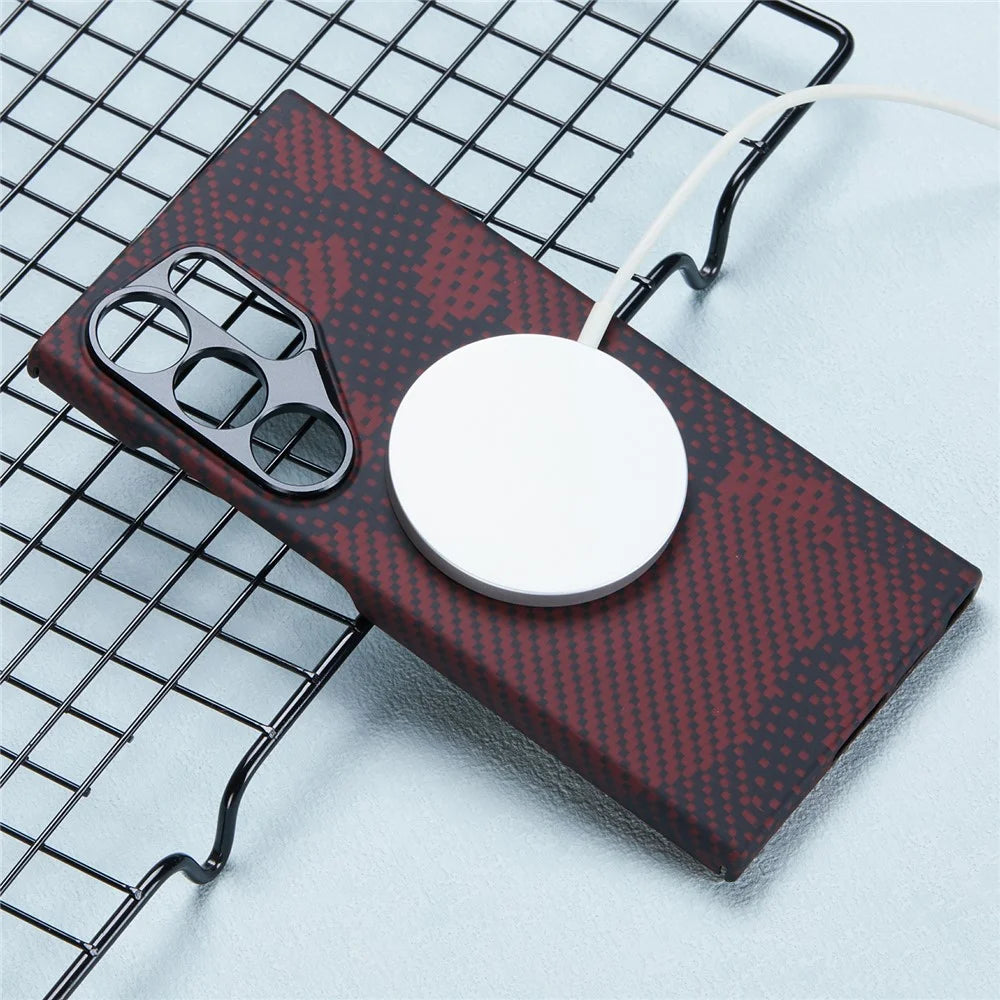 For Samsung Galaxy S24 Ultra Case Magnetic Case Aramid Fiber Camouflage Pattern Phone Cover - 2