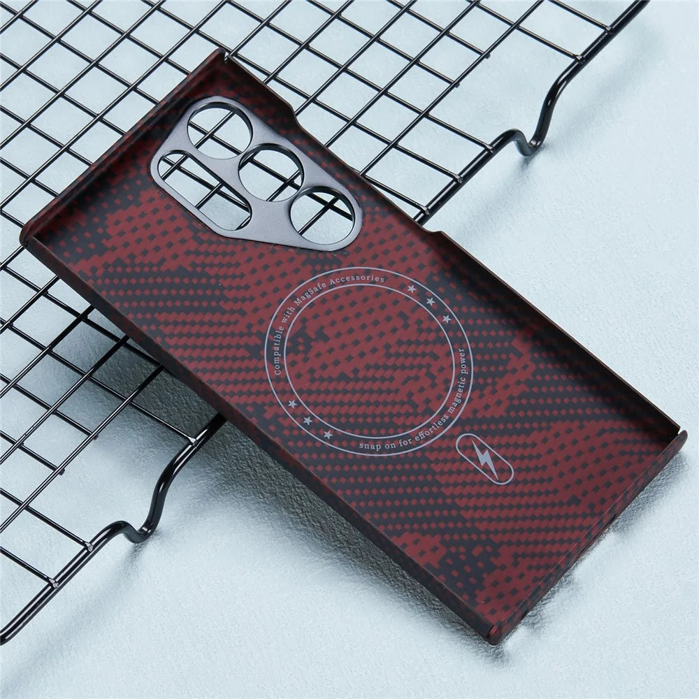 For Samsung Galaxy S24 Ultra Case Magnetic Case Aramid Fiber Camouflage Pattern Phone Cover - 3