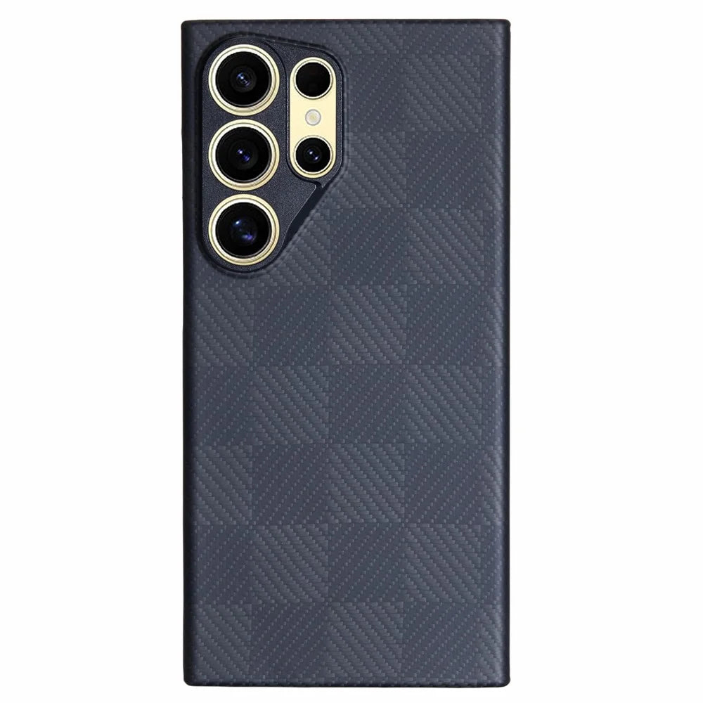 For Samsung Galaxy S24 Ultra Aramid Fiber Case Metal Lens Protection Phone Cover Case-Less Touch Feeling - Black - 1