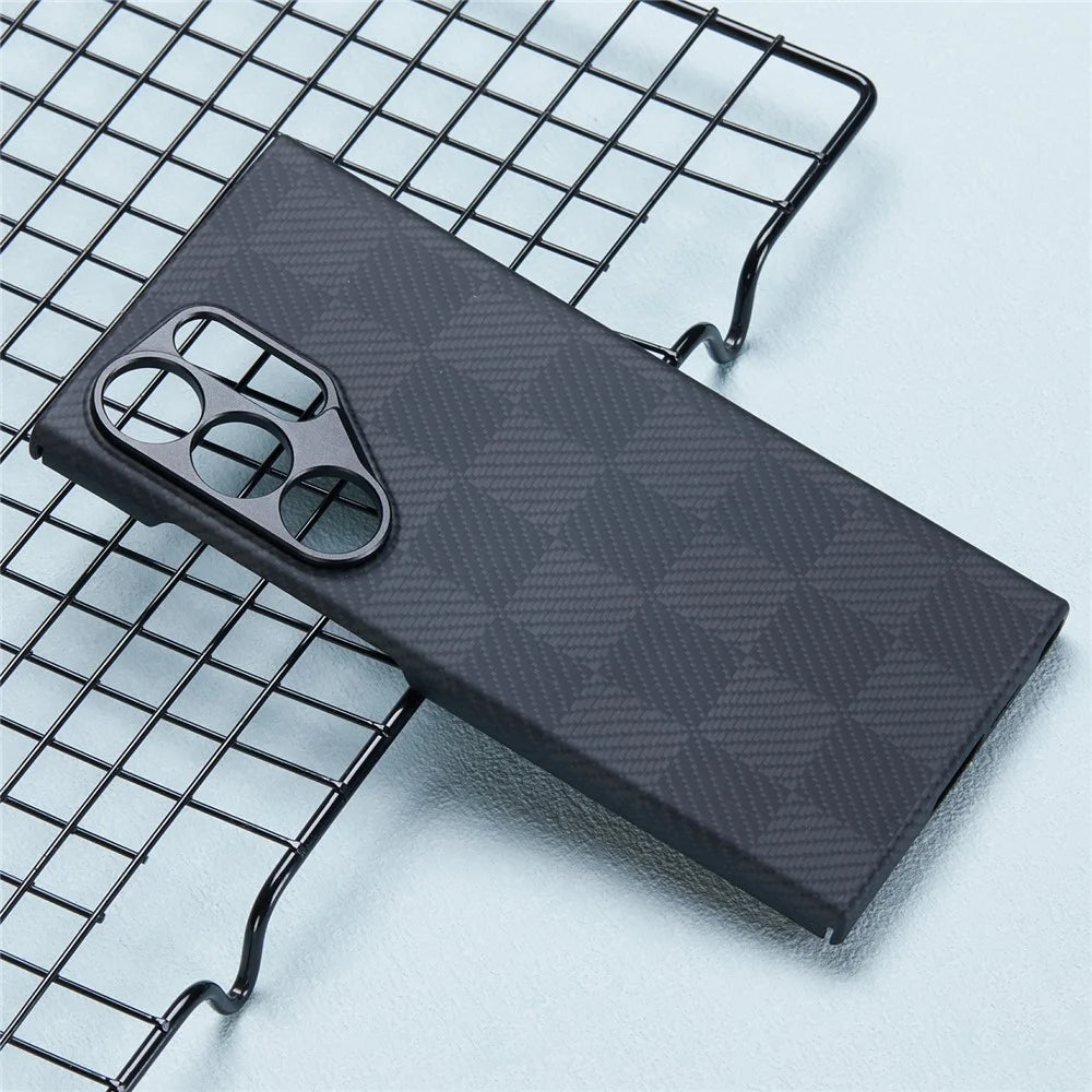 For Samsung Galaxy S24 Ultra Aramid Fiber Case Metal Lens Protection Phone Cover Case-Less Touch Feeling - Black - 2