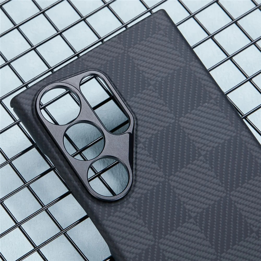 For Samsung Galaxy S24 Ultra Aramid Fiber Case Metal Lens Protection Phone Cover Case-Less Touch Feeling - Black - 4