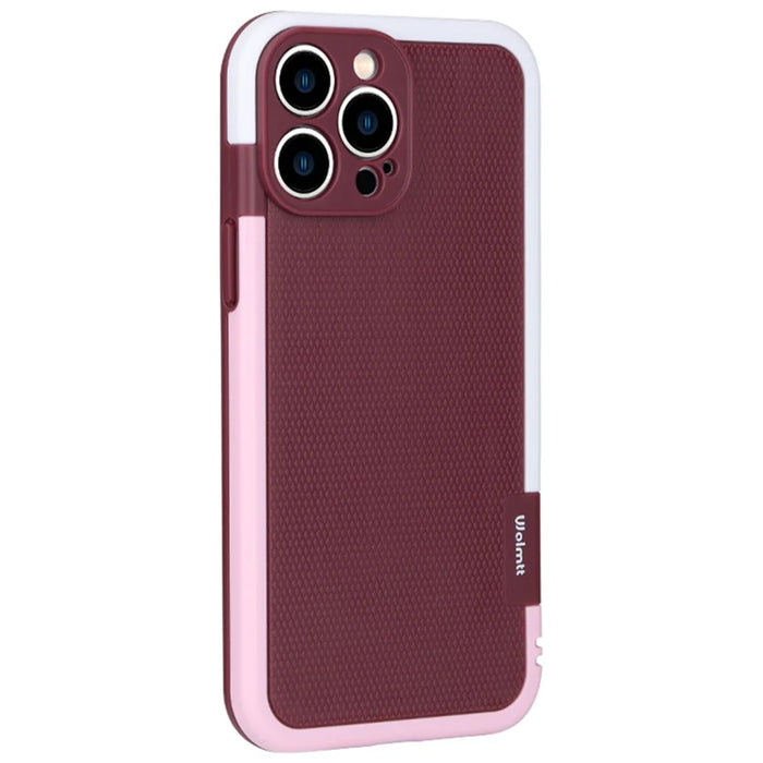 WOLMTT For iPhone 13 Pro Max 6.7 inch Case Dual Color Frame Drop Resistant PC+TPU Phone Cover - Red - 1