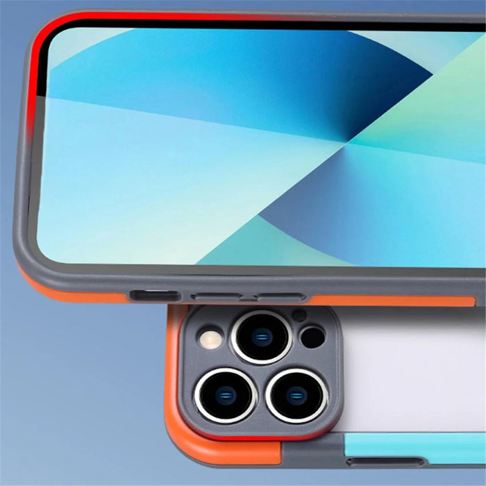 WOLMTT For iPhone 15 Pro Case Dual Color Frame Drop-proof Mobile Phone Cover - Blue+Orange - 3