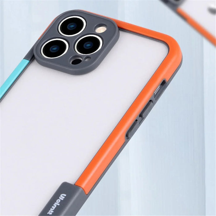 WOLMTT For iPhone 15 Pro Case Dual Color Frame Drop-proof Mobile Phone Cover - Blue+Orange - 4
