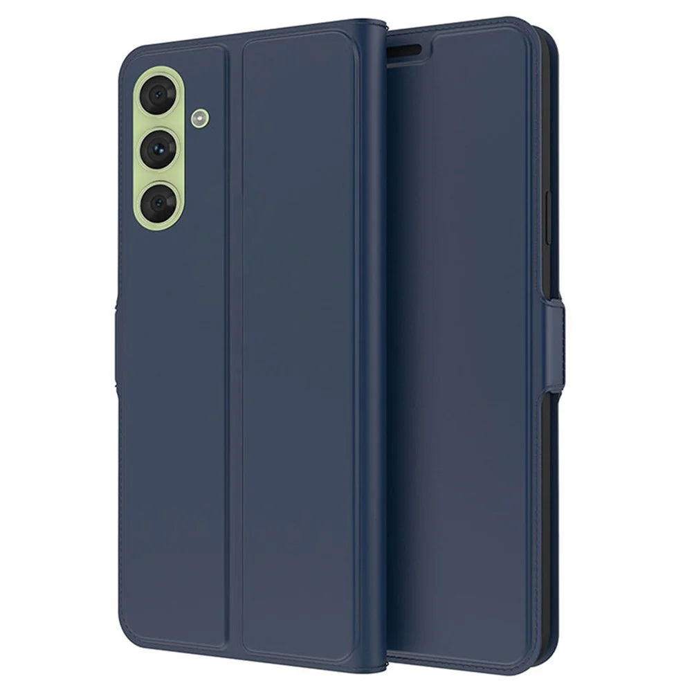 For Samsung Galaxy F15 5G Cell Phone Case Flip Stand PU Leather Cover with Card Slot - Blue - 1