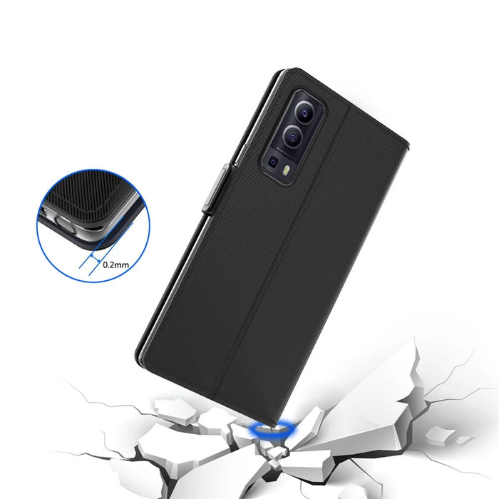 For Infinix Note 40 Pro 5G Case Leather Card Slot Phone Cover with Mirror - Black - 4