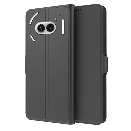 For Nothing Phone (2a) Plus / Phone (2a) Case Folding Stand PU Leather Shock-Absorbent Phone Cover - Black - 1