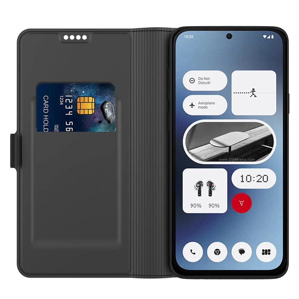 For Nothing Phone (2a) Plus / Phone (2a) Case Folding Stand PU Leather Shock-Absorbent Phone Cover - Black - 2