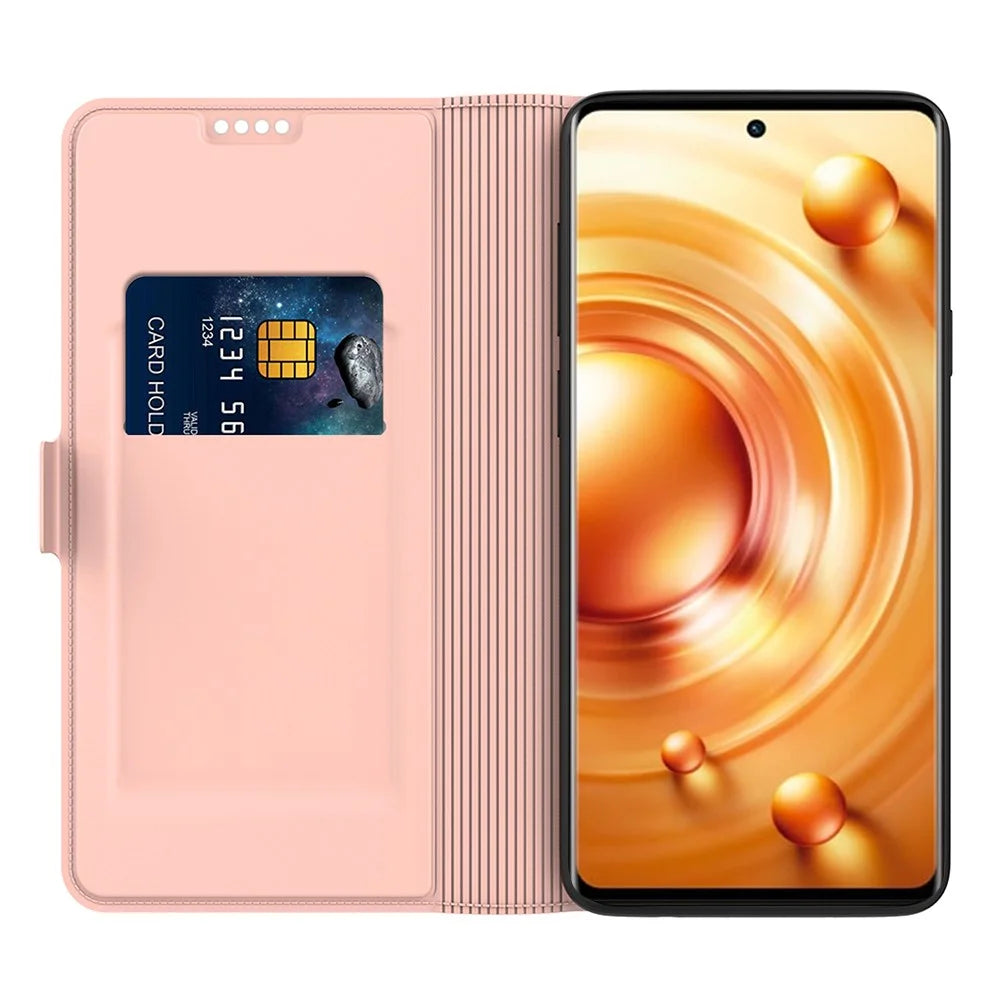 For vivo V30 Lite 5G Cell Phone Case Card Holder Flip Stand PU Leather Protective Cover - Rose Gold - 2