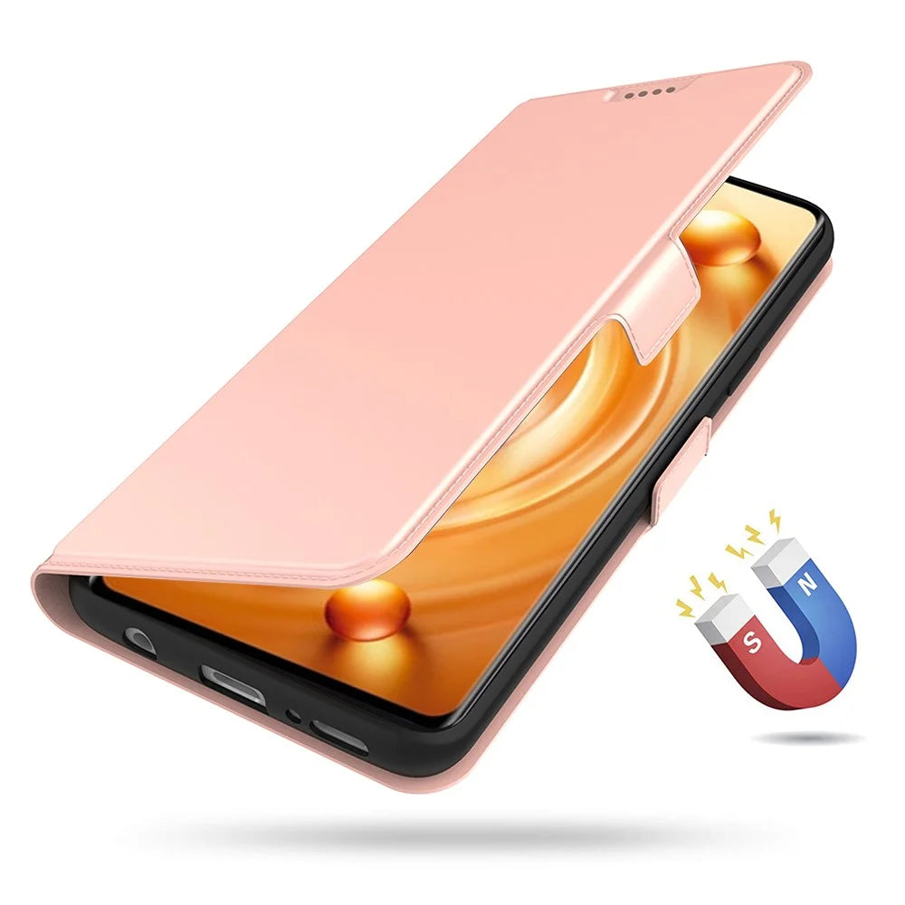 For vivo V30 Lite 5G Cell Phone Case Card Holder Flip Stand PU Leather Protective Cover - Rose Gold - 4