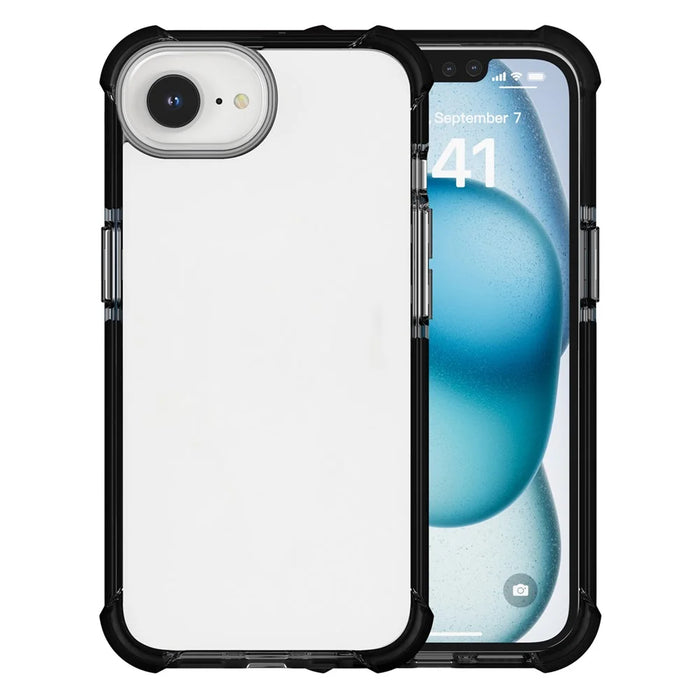 For iPhone 17e / 16e Case 3-in-1 Drop Protection TPU+TPE+Acrylic Phone Cover - Black - 2