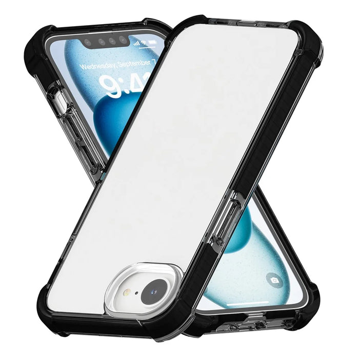 For iPhone 17e / 16e Case 3-in-1 Drop Protection TPU+TPE+Acrylic Phone Cover - Black - 3