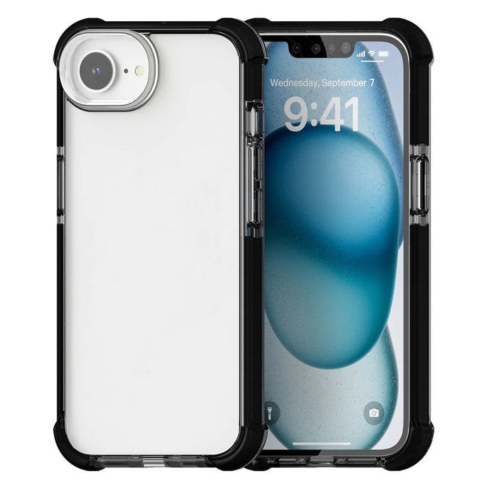 For iPhone 17e / 16e Case 3-in-1 Drop Protection TPU+TPE+Acrylic Phone Cover - Black - 4