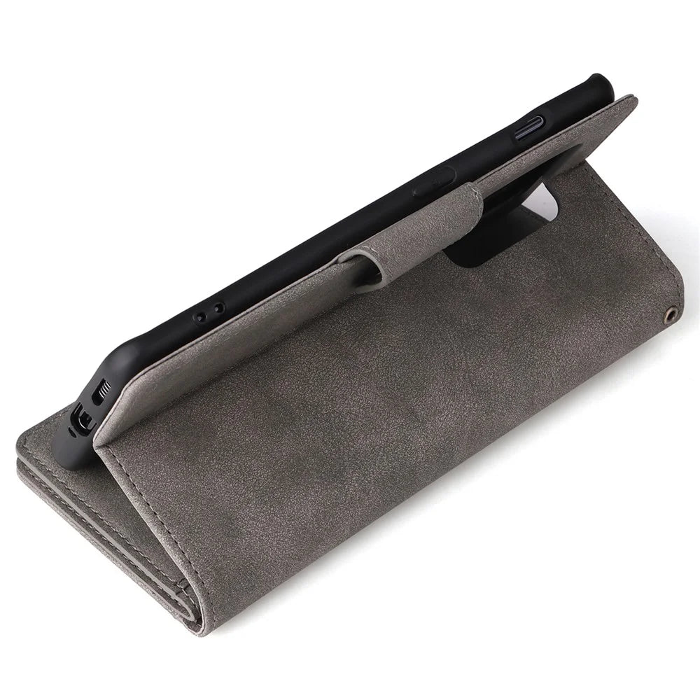 For OnePlus 10 Pro 5G Anti-fall Case Rivet Decor PU Leather Stand Wallet Phone Cover - Grey - 7