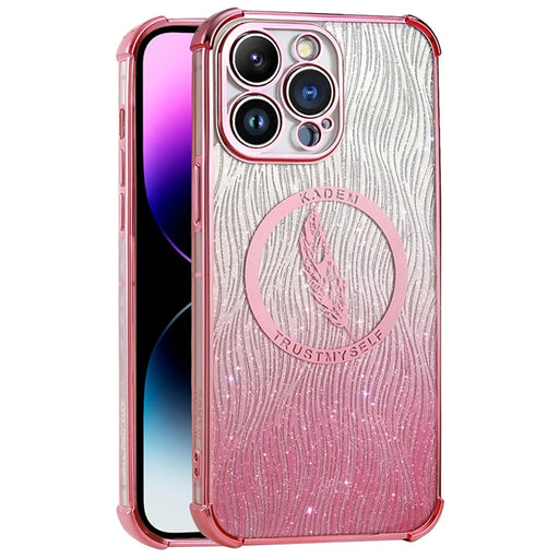 KADEM For iPhone 15 Pro Max TPU Case Glitter Powder Electroplated Smart Phone Cover - Pink - 1