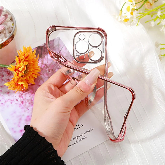 KADEM For iPhone 14 Pro Max Case Four Corners Anti-Drop Electroplated TPU Phone Shell - Pink - 3