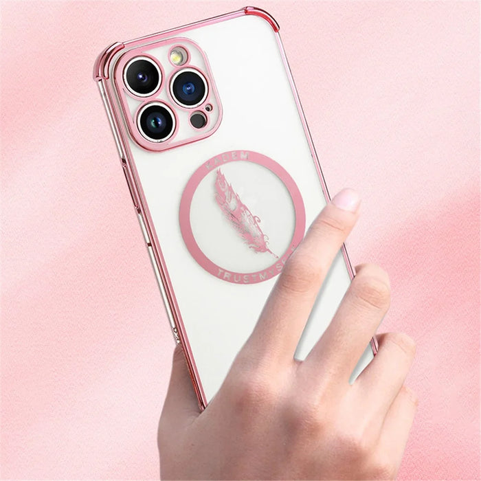 KADEM For iPhone 14 Pro Max Case Four Corners Anti-Drop Electroplated TPU Phone Shell - Pink - 7
