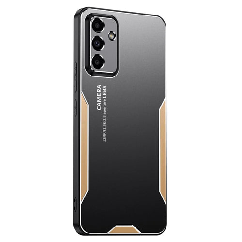 For Samsung Galaxy A54 5G Case Aluminum Alloy+TPU+PC Anti-drop Hybrid Phone Cover - Gold - 1