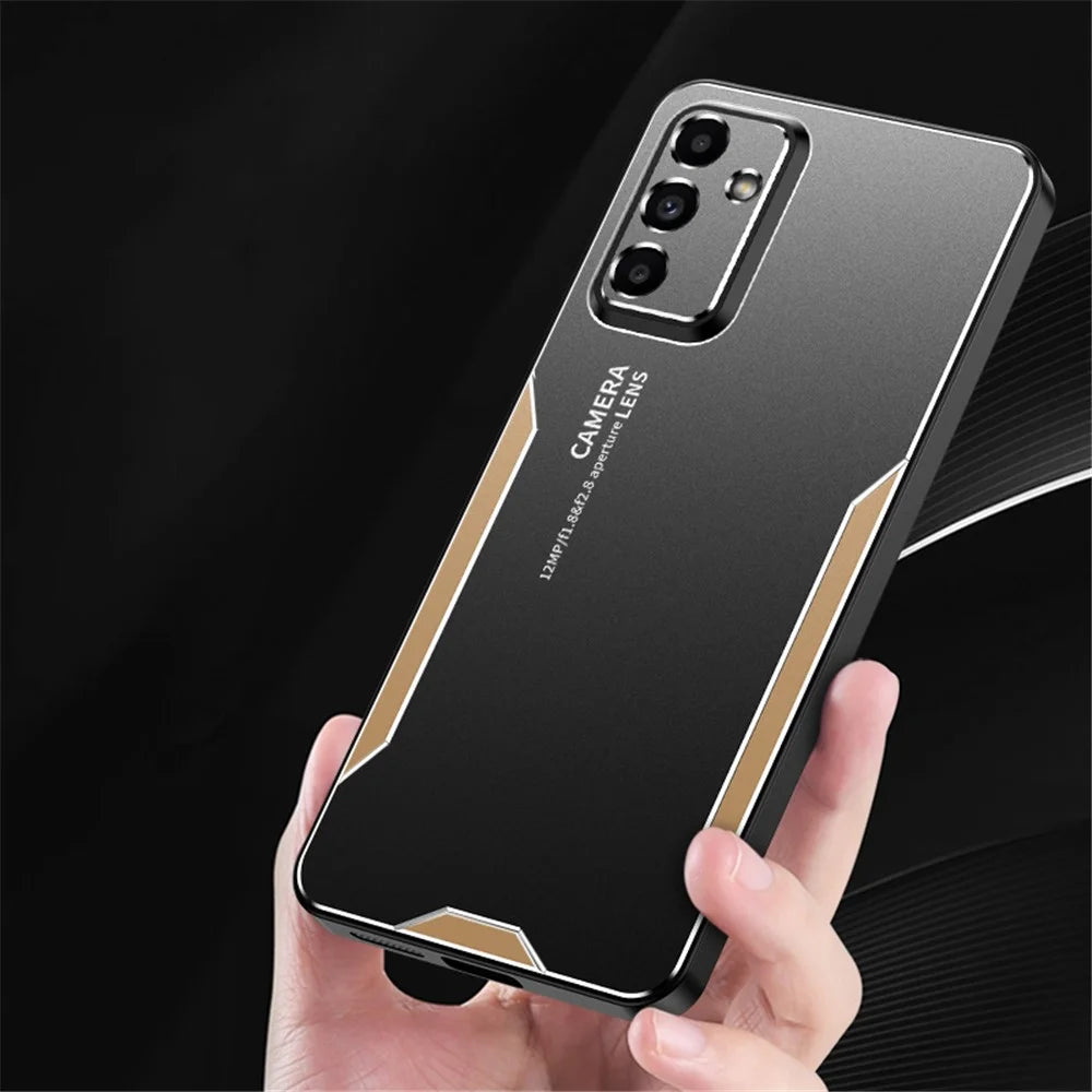 For Samsung Galaxy A54 5G Case Aluminum Alloy+TPU+PC Anti-drop Hybrid Phone Cover - Gold - 2