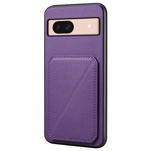 For Google Pixel 8a Case Kickstand Leather+PC+TPU Phone Cover with Hidden Card Holder - Purple - 1