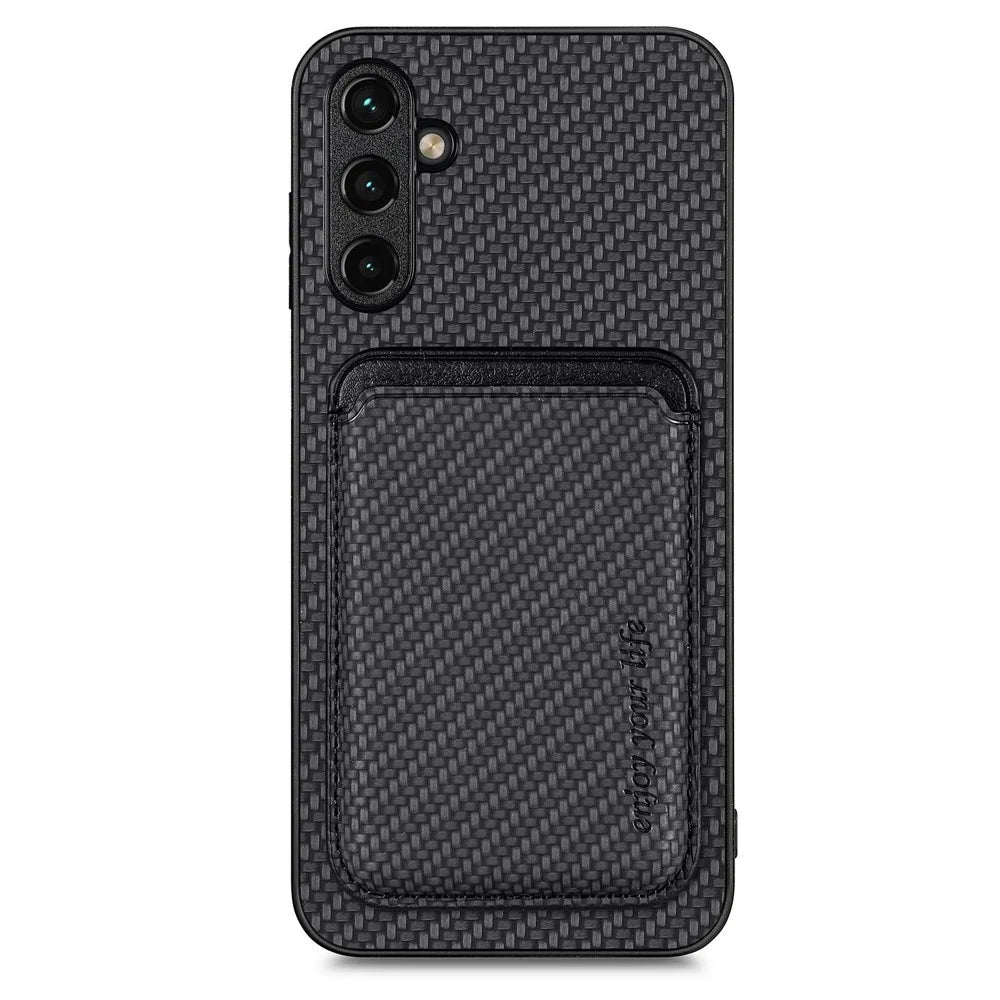 M2 For Samsung Galaxy S23 FE Phone Case Leather Coated Detachable Card Holder Back Cover - Black - 1
