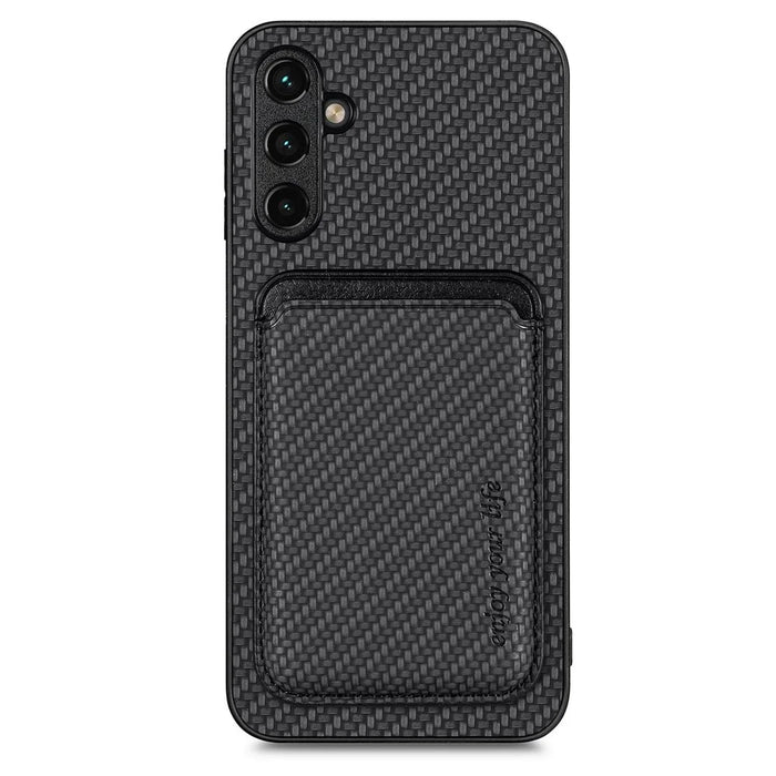 M2 For Samsung Galaxy S23 FE Phone Case Leather Coated Detachable Card Holder Back Cover - Black - 1