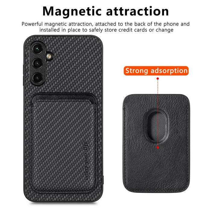 M2 For Samsung Galaxy S23 FE Phone Case Leather Coated Detachable Card Holder Back Cover - Black - 2