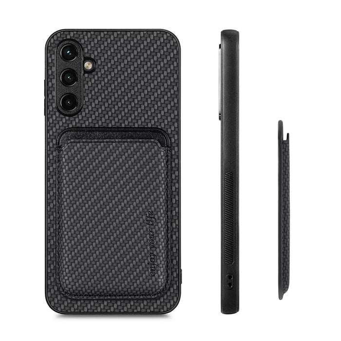 M2 For Samsung Galaxy S23 FE Phone Case Leather Coated Detachable Card Holder Back Cover - Black - 3