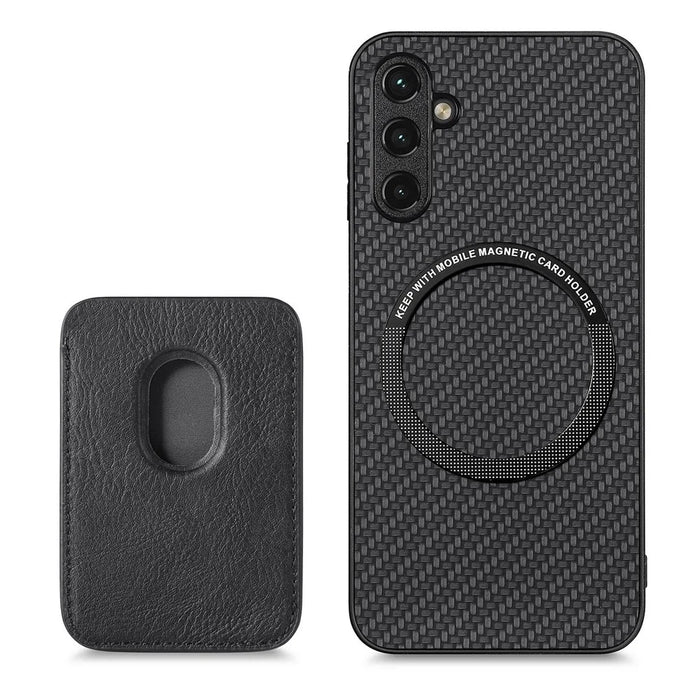 M2 For Samsung Galaxy S23 FE Phone Case Leather Coated Detachable Card Holder Back Cover - Black - 4