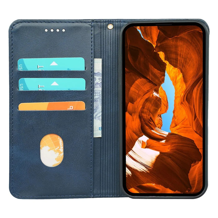 For Nothing Phone (2a) Plus / Phone (2a) Case Phone Back Cover with Magnetic Clasp Calf Texture Wallet - Blue - 2