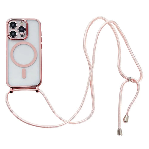 For iPhone 12 Pro Max Case Compatible with MagSafe TPU Electroplating Phone Cover - Rose Gold - 1
