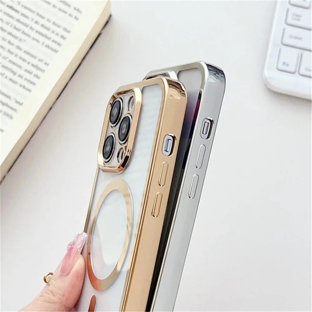 For iPhone 12 Pro Magnetic Case Crossbody Lanyard TPU Phone Cover - Silver - 3