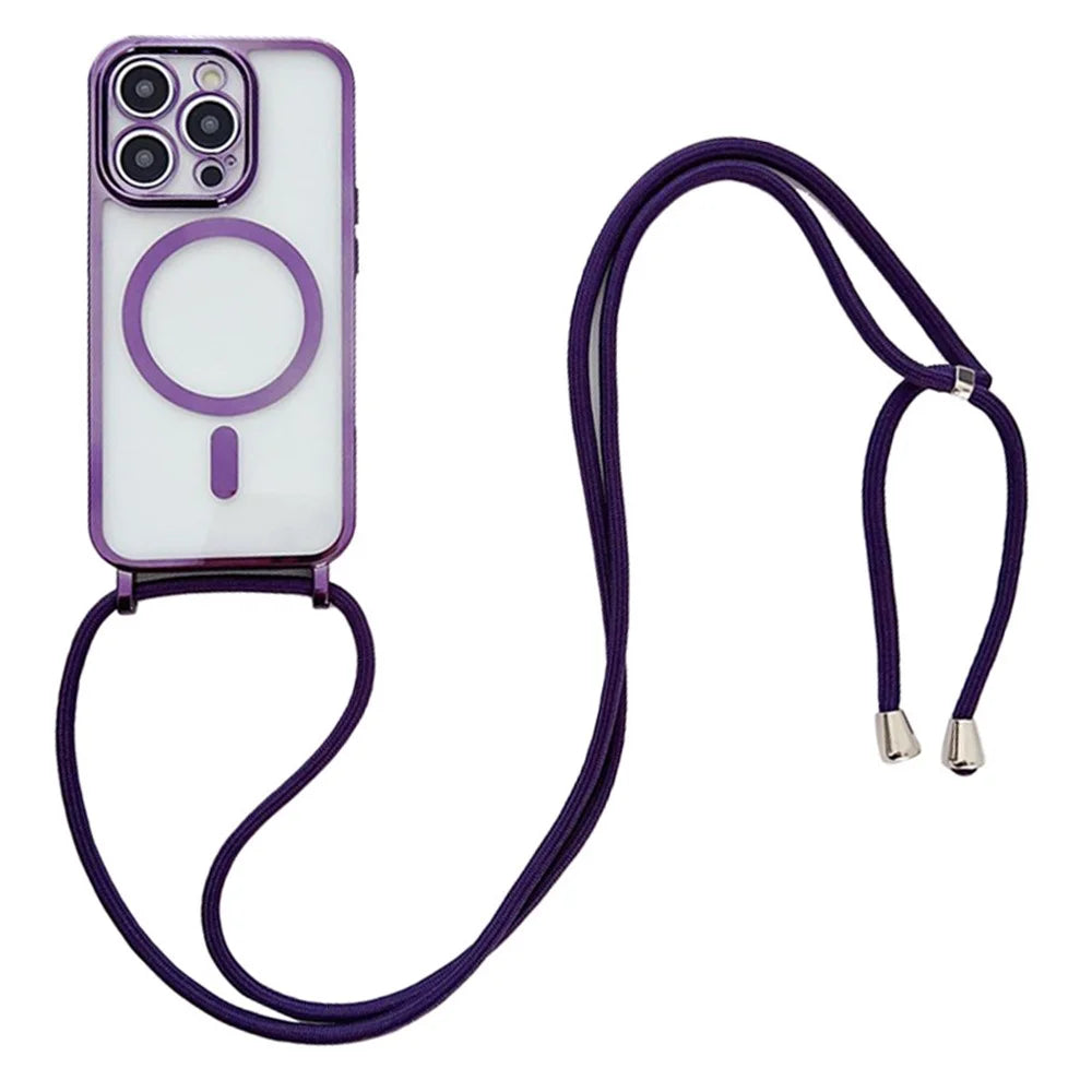 For iPhone 13 Pro Case Compatible with MagSafe TPU Crossbody Phone Cover - Purple - 1