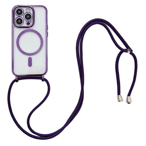 For iPhone 13 Pro Case Compatible with MagSafe TPU Crossbody Phone Cover - Purple - 1