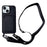 For iPhone 15 Plus Crossbody Lanyard Case Card Slot Liquid Silicone Phone Cover - Black - 1