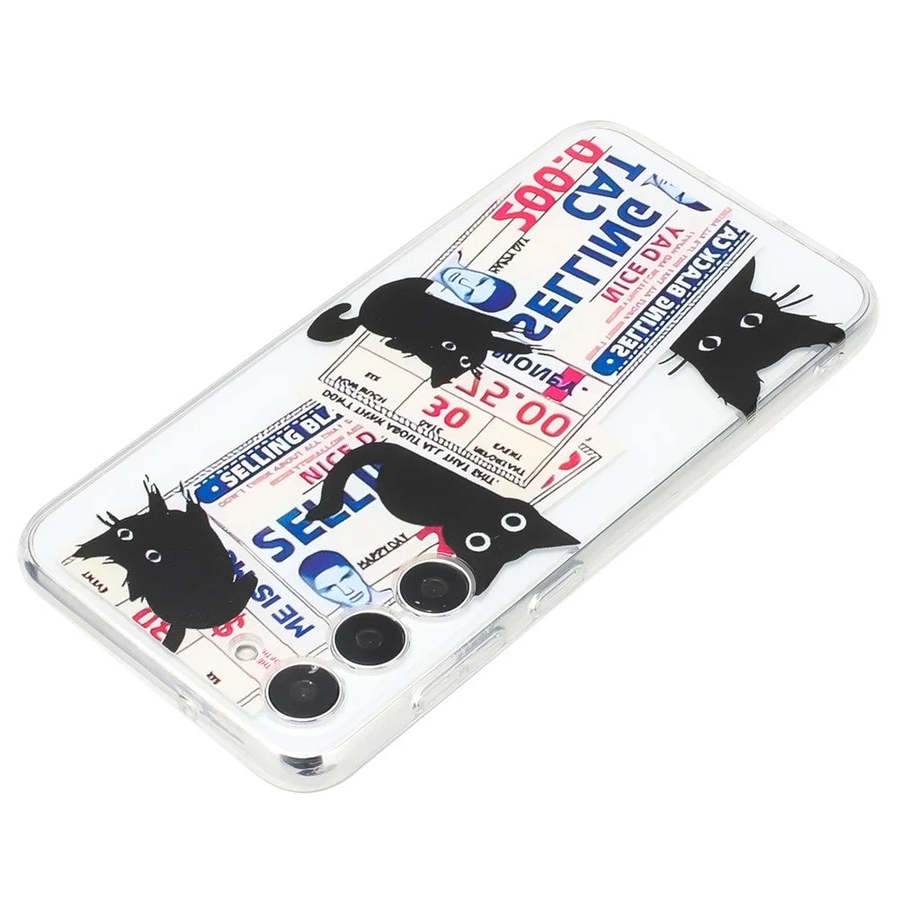 For Samsung Galaxy S23+ Slim Case Pattern Printing Soft TPU Phone Cover - Black Cat - 3