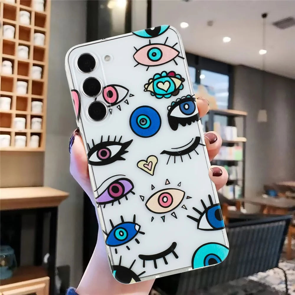 For Samsung Galaxy S23 Case Pattern Print Design Flexible TPU Phone Cover - Monster Eyes - 4