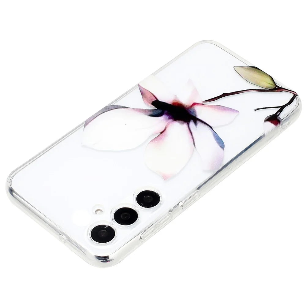 For Samsung Galaxy A54 5G Case Pattern Printing Anti-Drop Soft TPU Phone Cover - White Flower - 3