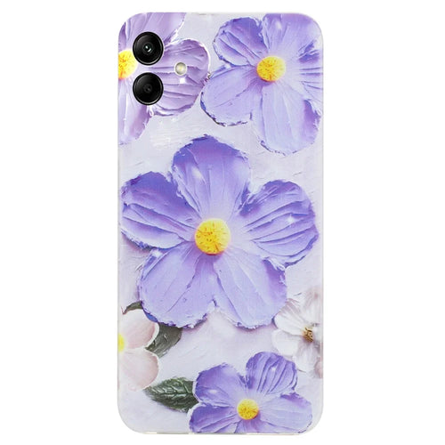 For Samsung Galaxy A05 4G Case TPU Scratch-proof Back Phone Cover with Printing Pattern - Purple Flower - 1