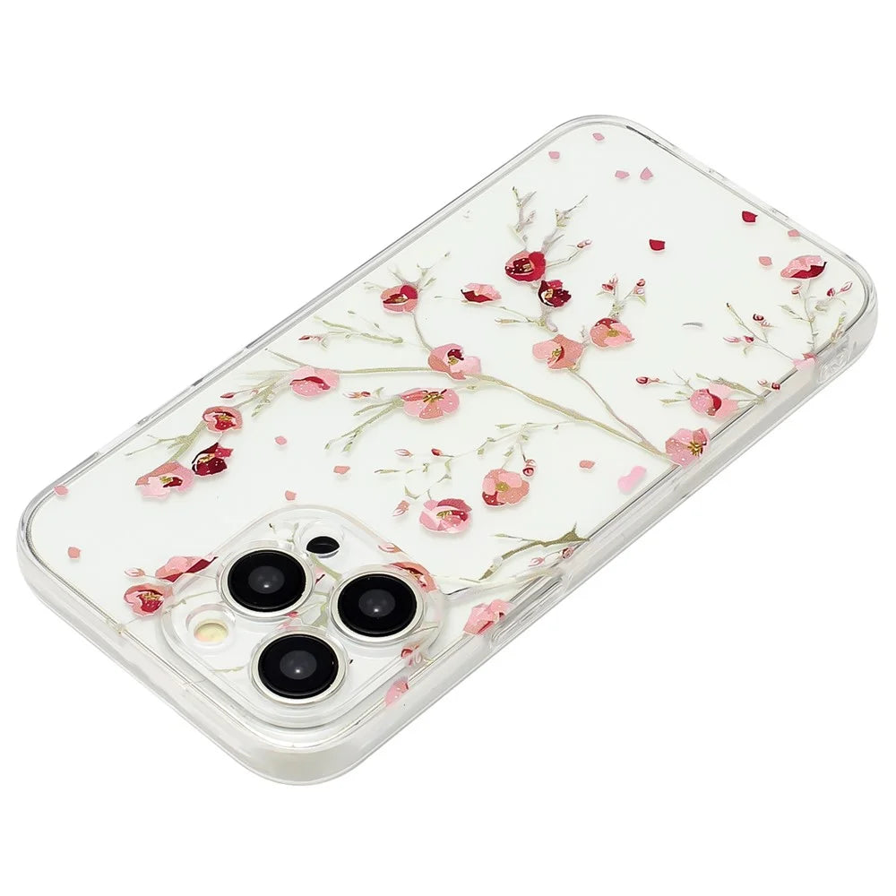 For iPhone 15 Pro Cover Soft TPU Pattern Printing Lightweight Phone Case - Flower - 3
