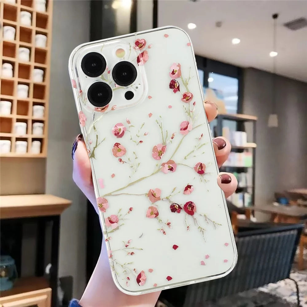 For iPhone 15 Pro Cover Soft TPU Pattern Printing Lightweight Phone Case - Flower - 4