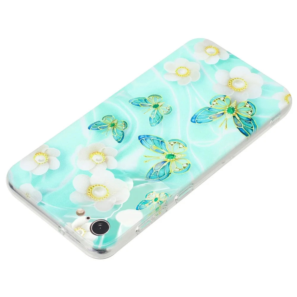 For iPhone 7 4.7 inch / 8 4.7 inch / SE (2020) / SE (2022) Case Pattern Printing TPU Slim-Fit Phone Cover - Butterfly and Flower - 3
