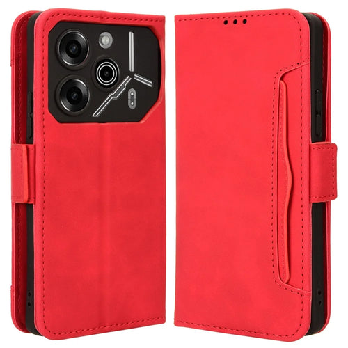 For TECNO Pova 6 Pro 5G LI9 Leather Case Multiple Card Slots Phone Cover -  Red - 1