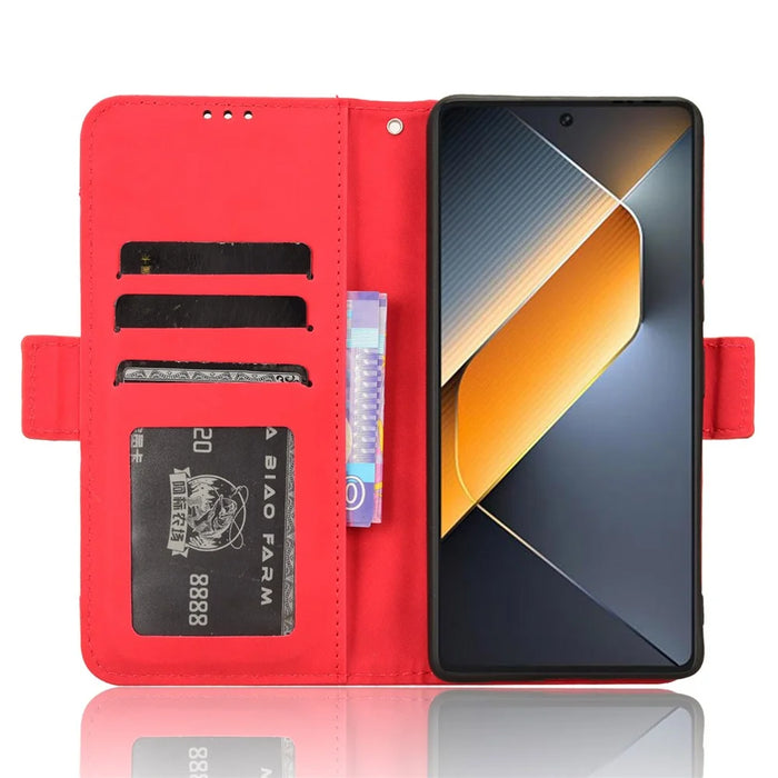 For TECNO Pova 6 Pro 5G LI9 Leather Case Multiple Card Slots Phone Cover -  Red - 3