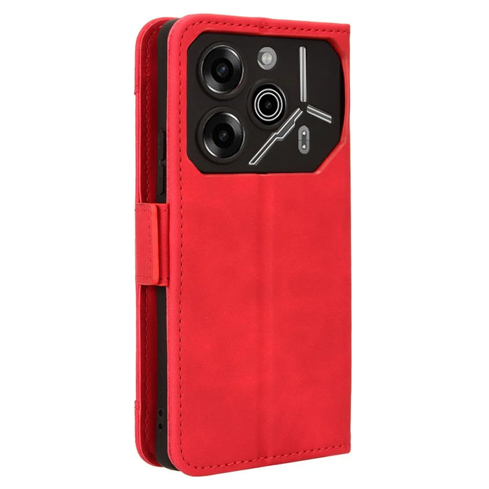 For TECNO Pova 6 Pro 5G LI9 Leather Case Multiple Card Slots Phone Cover -  Red - 7