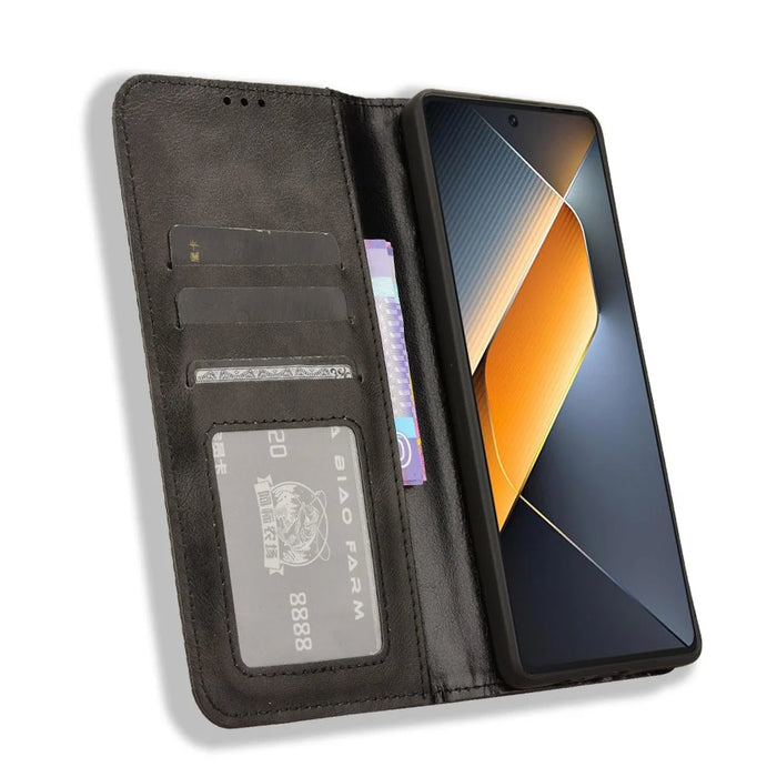 For TECNO Pova 6 Pro 5G LI9 Case Wallet Retro Texture Leather Phone Cover - Black - 2