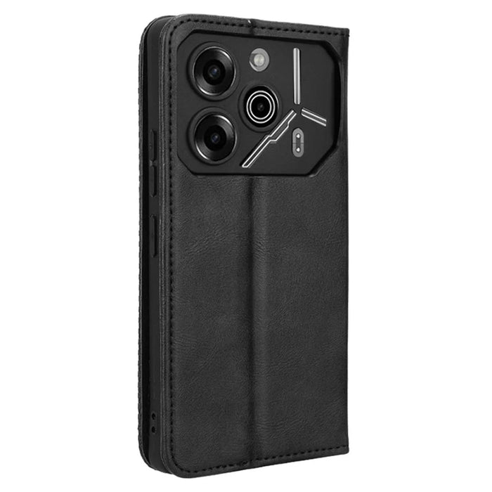 For TECNO Pova 6 Pro 5G LI9 Case Wallet Retro Texture Leather Phone Cover - Black - 7